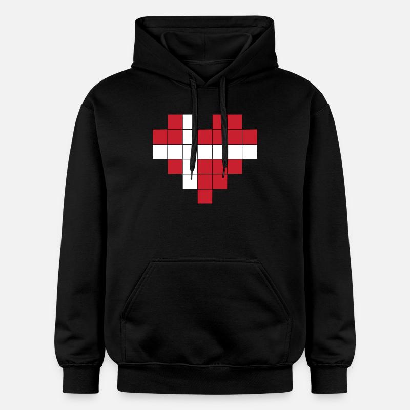 Pixel Heart Drapeau du Danemark - Sweat à capuche Softstyle® Gildan Unisexe - noir