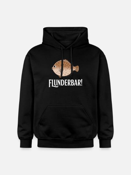 Flounder Bear Funny Flatfish Humor - Gildan Unisex Softstyle® Midweight Hoodie - black