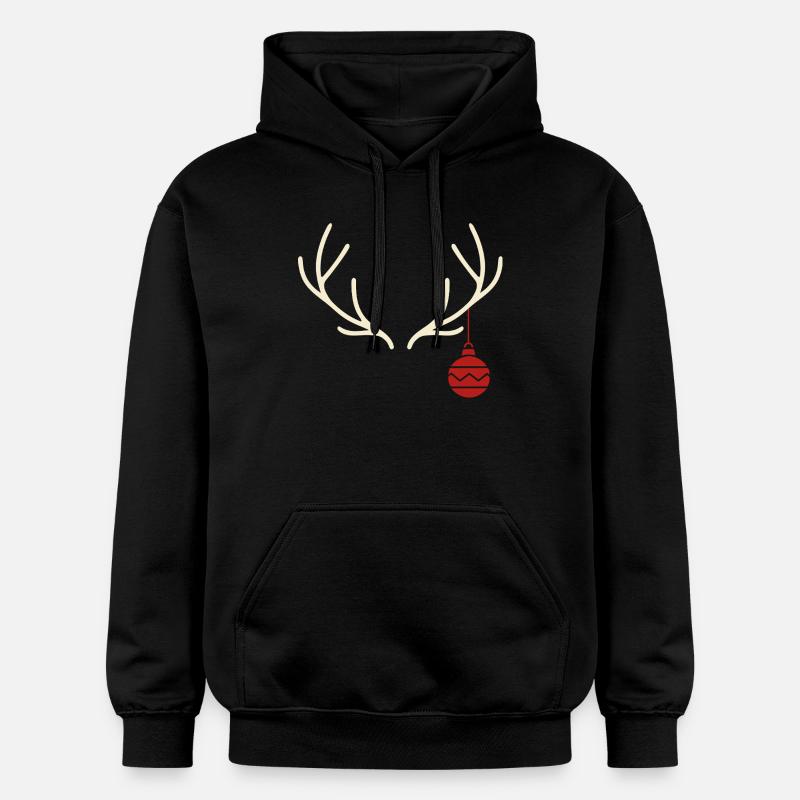Geweih mit roter Weihnachtskugel – Yule Stil - Gildan Unisex Softstyle® Midweight Hoodie - Schwarz