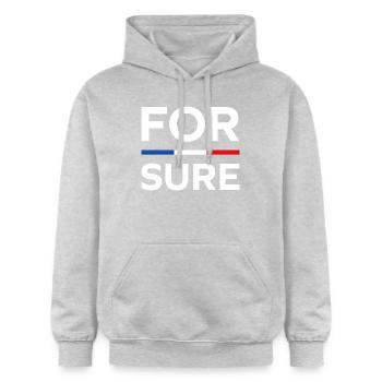 macron For sure - Sweat à capuche Softstyle® Gildan Unisexe - gris clair chiné - Devant - Liana (172cm) & Jaron (178cm)