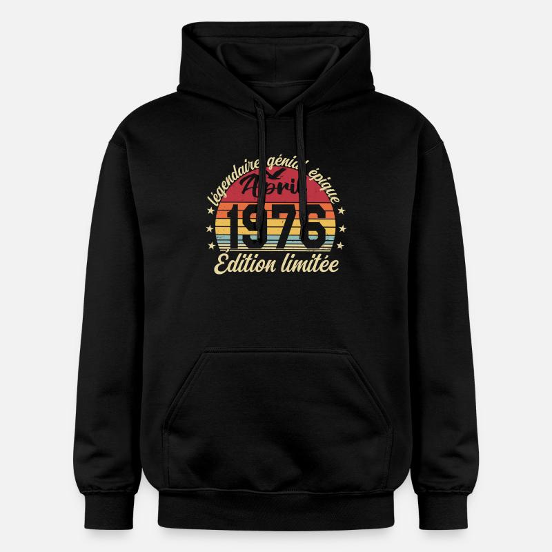 1976 avril Anniversaire avril 1976 - Sweat à capuche Softstyle® Gildan Unisexe - noir
