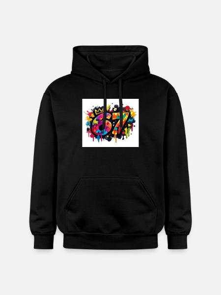 Königliche 67 Farbexplosion - Gildan Unisex Softstyle® Midweight Hoodie - Schwarz