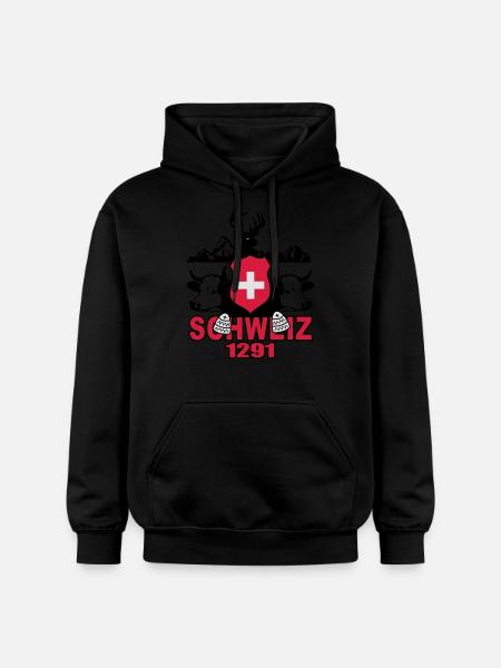 Schweiz Milchkuh 1291 - Gildan Unisex Softstyle® Midweight Hoodie - Schwarz