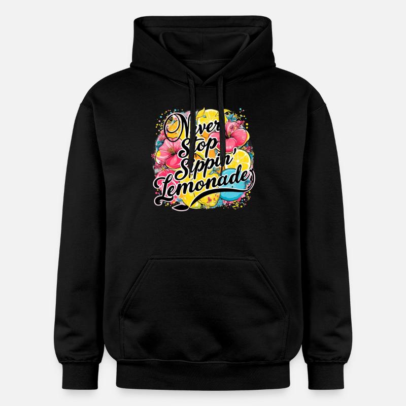 Never Stop Sipping Lemonade Design - Gildan Unisex Softstyle® Midweight Hoodie - black