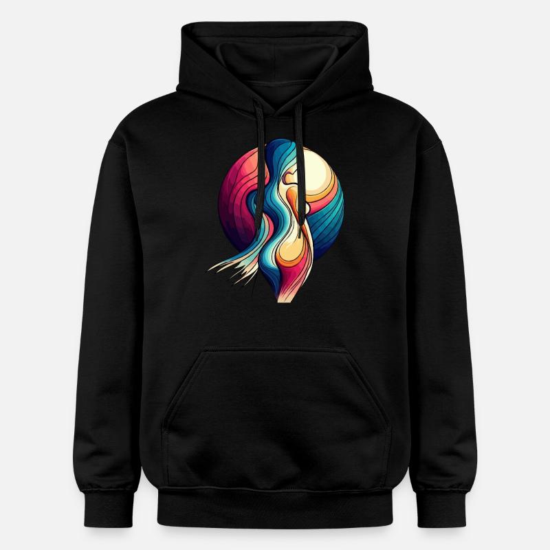 Femme devant la lune - Sweat à capuche Softstyle® Gildan Unisexe - noir