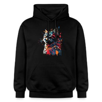 Colorful American Shorthair Cat Gaze - Gildan Unisex Softstyle® Midweight Hoodie - Schwarz - Vorne - Marisol (170cm) & Nik (191cm)