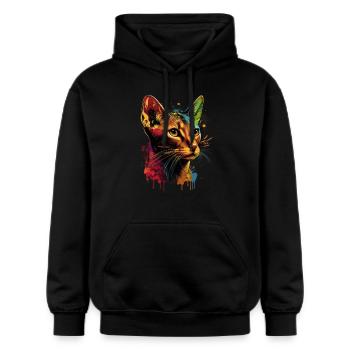 Abyssinian Cat Colorful Gaze - Gildan Unisex Softstyle® Midweight Hoodie - Schwarz - Vorne - Marisol (170cm) & Nik (191cm)