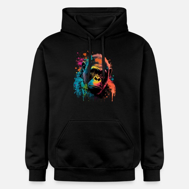 Farverigt Gorilla Splash Art Expression - Gildan Softstyle® Midweight unisex-hoodie - sort