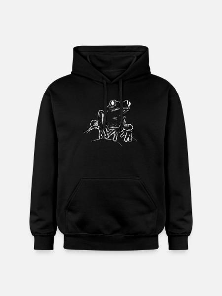 Frog with big eyes - Gildan Unisex Softstyle® Midweight Hoodie - black