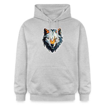 Loup - Illustration - Sweat à capuche Softstyle® Gildan Unisexe - gris clair chiné - Devant - Liana (172cm) & Jaron (178cm)