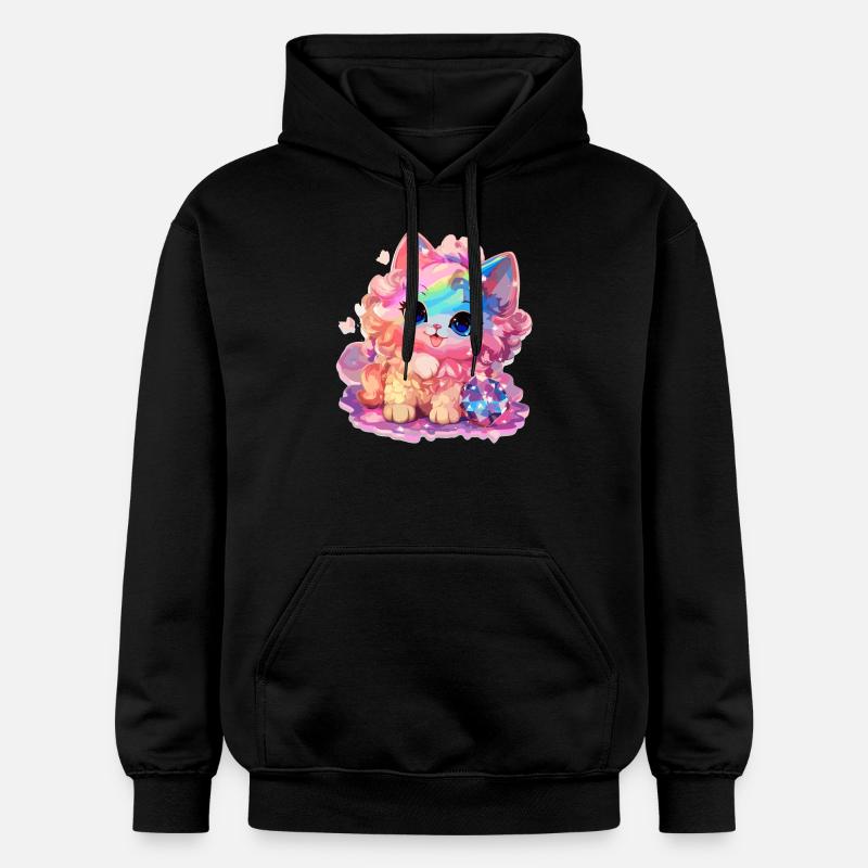 Chat - illustration - Sweat à capuche Softstyle® Gildan Unisexe - noir