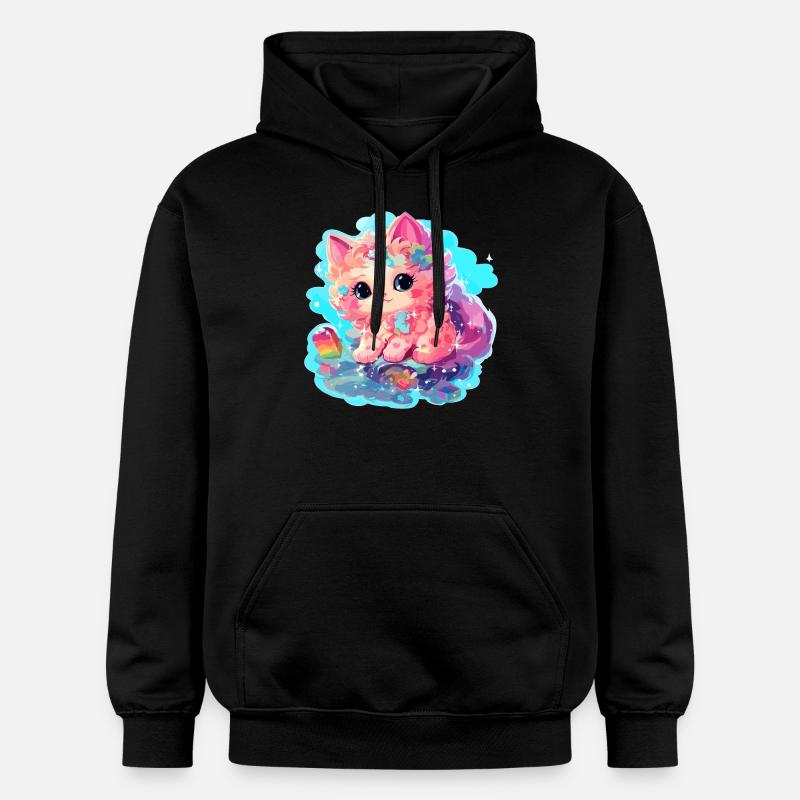 Chat - illustration - Sweat à capuche Softstyle® Gildan Unisexe - noir