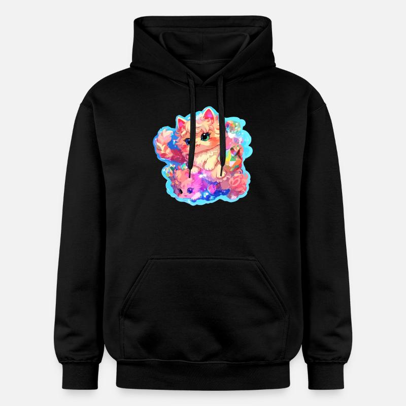 Chat - illustration - Sweat à capuche Softstyle® Gildan Unisexe - noir