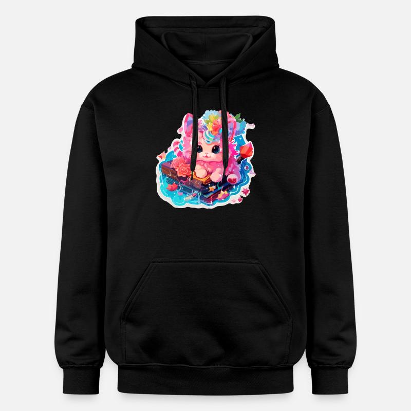 Chat - illustration - Sweat à capuche Softstyle® Gildan Unisexe - noir