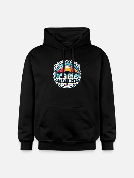 Stay Dry - Umbrella Illustration - Gildan Unisex Softstyle® Midweight Hoodie - black
