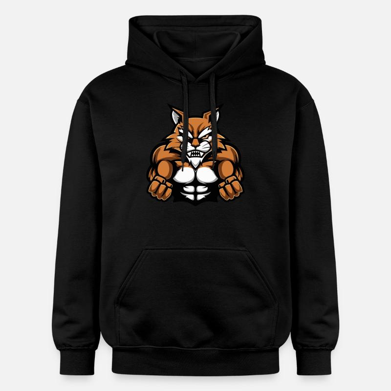 Cat Muscles Workout - Gildan Unisex Softstyle® Midweight Hoodie - black