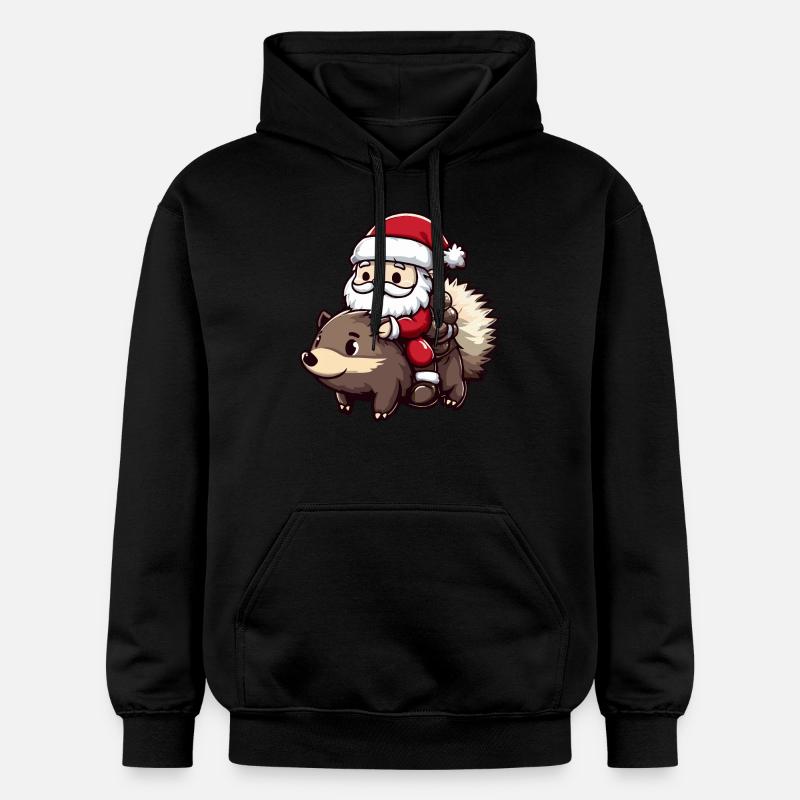 Igel Weihnachtsmann - Gildan Unisex Softstyle® Midweight Hoodie - Schwarz