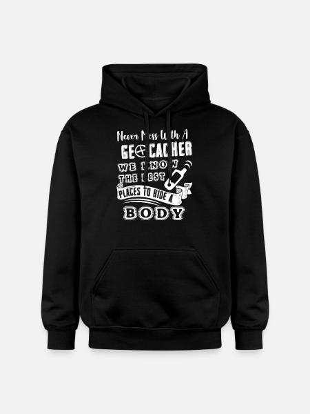 Geocaching Never Mess With Geocacher - Gildan Unisex Softstyle® Midweight Hoodie - black
