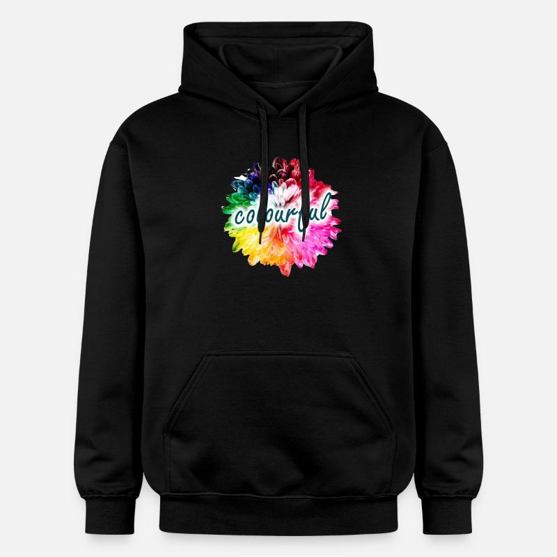 Regenbogenblume Farbexplosion - Gildan Unisex Softstyle® Midweight Hoodie - Schwarz