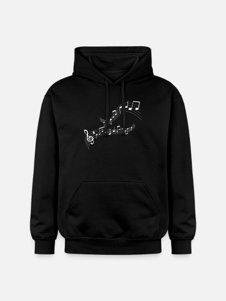 Flowing note melody - Gildan Unisex Softstyle® Midweight Hoodie - black