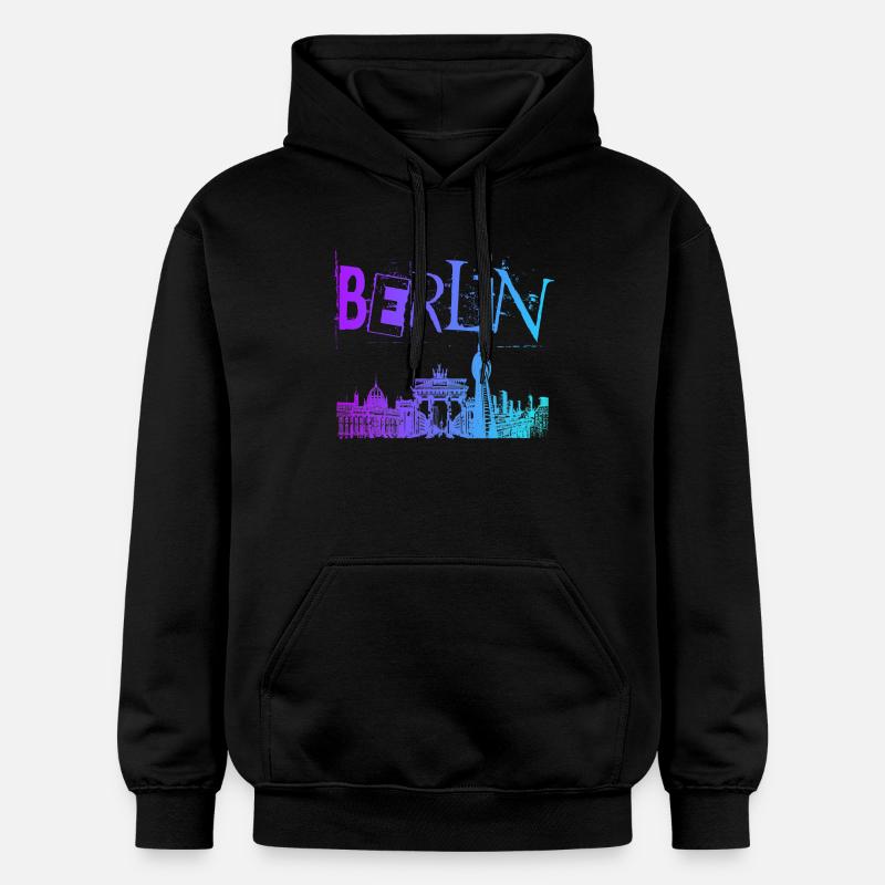 Berlin Skyline Panorama - Sweat à capuche Softstyle® Gildan Unisexe - noir