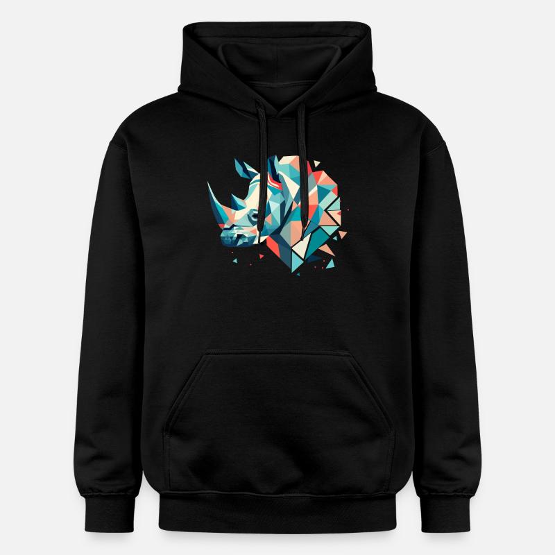 Rhinocéros abstrait – Force géométrique - Sweat à capuche Softstyle® Gildan Unisexe - noir