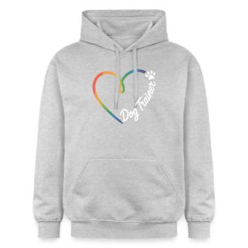 Hundetrainer - Gildan Unisex Softstyle® Midweight Hoodie - Hellgrau meliert - Vorne - Liana (172cm) & Jaron (178cm)