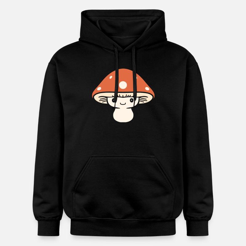 Champignon kawaii orange à pois - Sweat à capuche Softstyle® Gildan Unisexe - noir