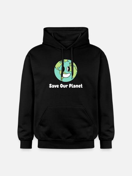 Smiling Earth Save Our Planet - Gildan Unisex Softstyle® Midweight Hoodie - black