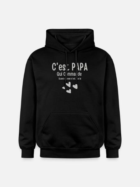 Het is papa die bestelt als mama afwezig is - Gildan uniseks Softstyle® Midweight hoodie - zwart