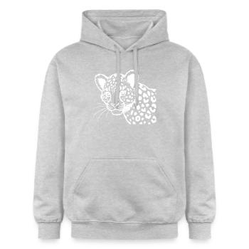 Leopard - Gildan Unisex Softstyle® Midweight Hoodie - Hellgrau meliert - Vorne - Liana (172cm) & Jaron (178cm)