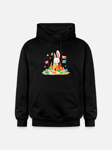 Bunny on the Beach Sandpit - Gildan Unisex Softstyle® Midweight Hoodie - black