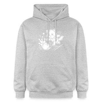 Bowling Kawaii Katze - Gildan Unisex Softstyle® Midweight Hoodie - Hellgrau meliert - Vorne - Liana (172cm) & Jaron (178cm)