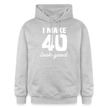 40 Jahre - Gildan Unisex Softstyle® Midweight Hoodie - Hellgrau meliert - Vorne - Liana (172cm) & Jaron (178cm)