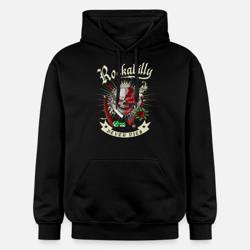 Rockabilly Skull - Sweat à capuche Softstyle® Gildan Unisexe - noir