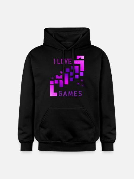 I love games - Gildan Unisex Softstyle® Midweight Hoodie - Schwarz