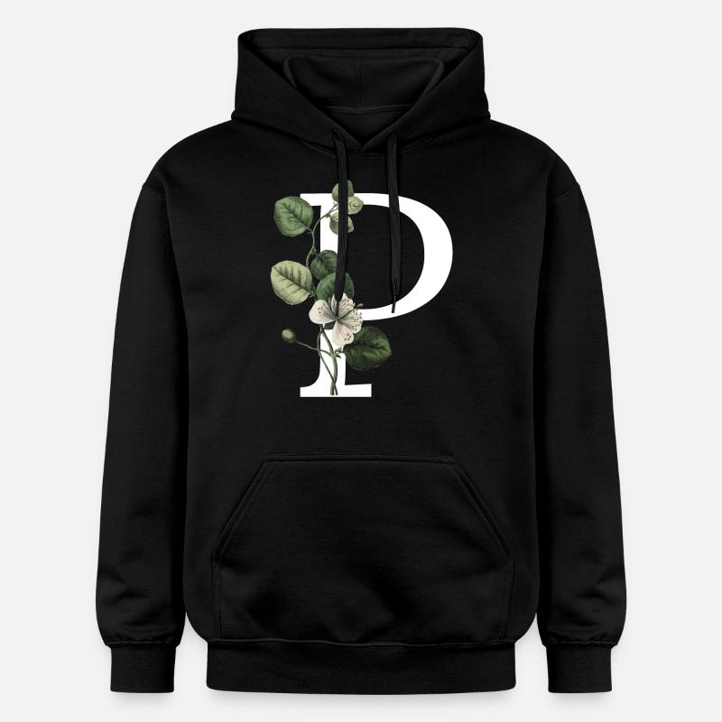 lettre p botanique vert - Sweat à capuche Softstyle® Gildan Unisexe - noir