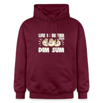 Delicious Asian Food Bao Bun Funny Dim Sum - Gildan Unisex Softstyle® Midweight Hoodie - maroon - Front - Liana (172cm) & Jaron (178cm)