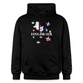 Die Königin der Einhörner! - Gildan Unisex Softstyle® Midweight Hoodie - Schwarz - Vorne - Marisol (170cm) & Nik (191cm)
