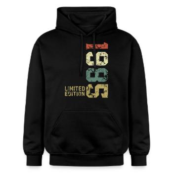 1985 Jahrgang geboren Limited Edition - Gildan Unisex Softstyle® Midweight Hoodie - Schwarz - Vorne - Marisol (170cm) & Nik (191cm)