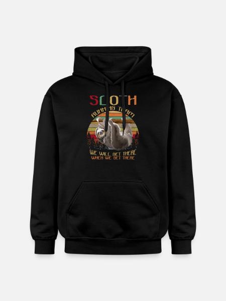 Sloth Running Team We'll Get There Funny Sloth - Gildan Unisex Softstyle® Midweight Hoodie - black
