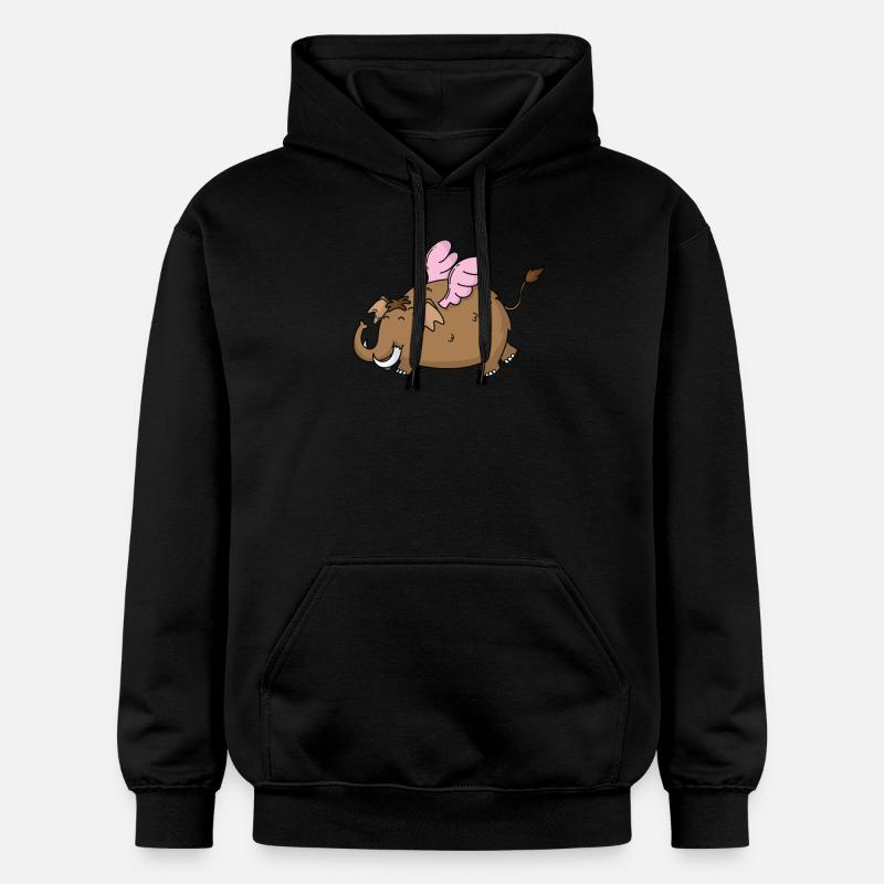 Mammouth avec ailes d’ange - Sweat à capuche Softstyle® Gildan Unisexe - noir