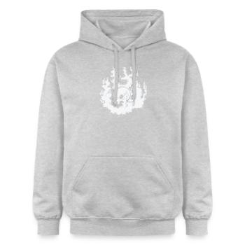 Brennender Knochenschädel Gothic Styl - Gildan Unisex Softstyle® Midweight Hoodie - Hellgrau meliert - Vorne - Liana (172cm) & Jaron (178cm)