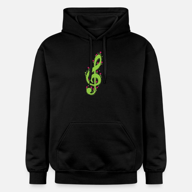 Clef avec musique de fleurs - Sweat à capuche Softstyle® Gildan Unisexe - noir