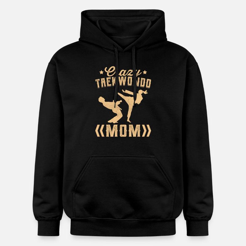 Maman folle de taekwondo - Sweat à capuche Softstyle® Gildan Unisexe - noir