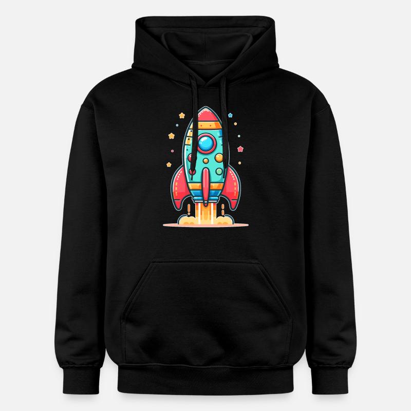 fusée au design enfantin - Sweat à capuche Softstyle® Gildan Unisexe - noir
