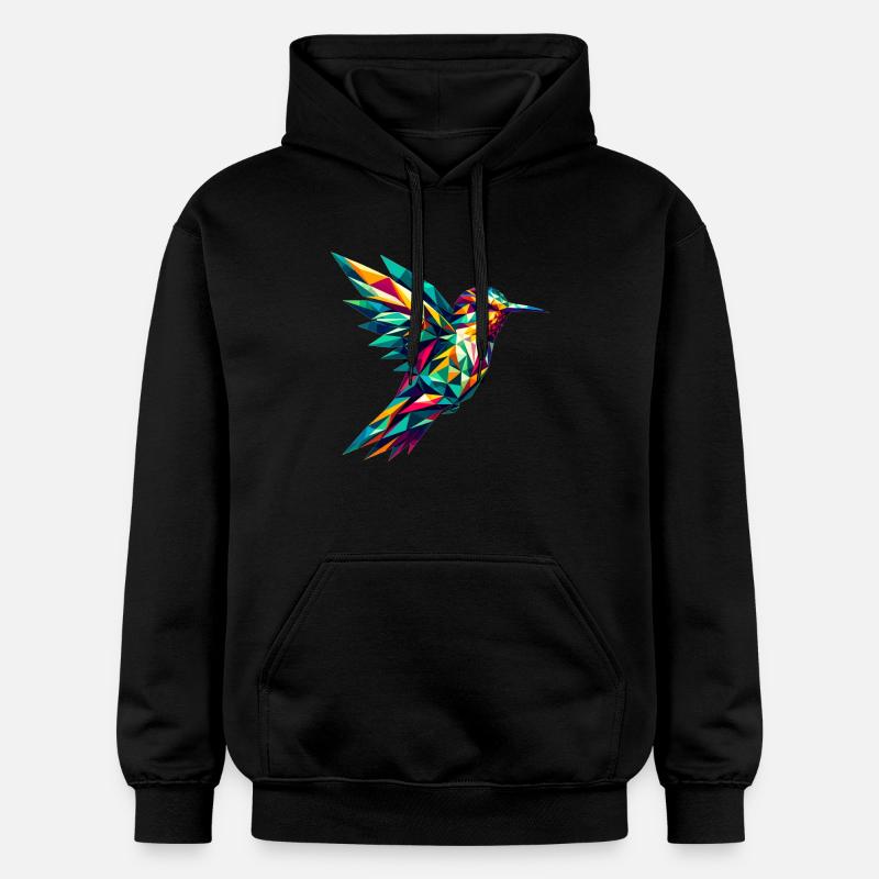 Colibri dans la représentation polygonale - Sweat à capuche Softstyle® Gildan Unisexe - noir