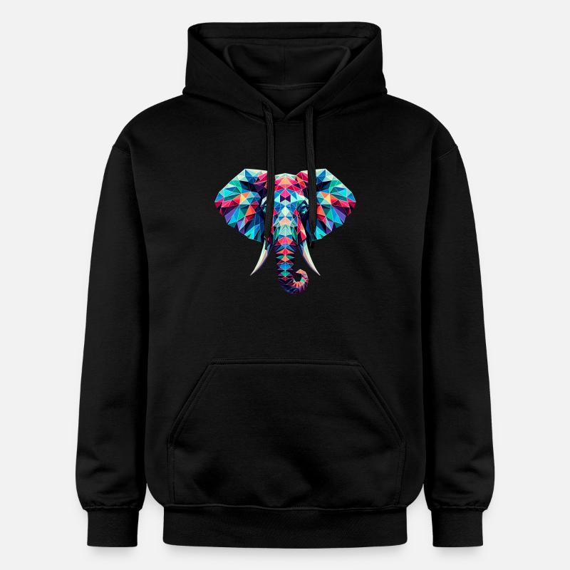 Éléphant dans l’illustration polygonale - Sweat à capuche Softstyle® Gildan Unisexe - noir