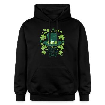 Kleeblatt-Hut - Gildan Unisex Softstyle® Midweight Hoodie - Schwarz - Vorne - Marisol (170cm) & Nik (191cm)
