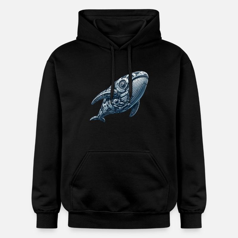 Robot Baleine, Robot Baleine - Sweat à capuche Softstyle® Gildan Unisexe - noir